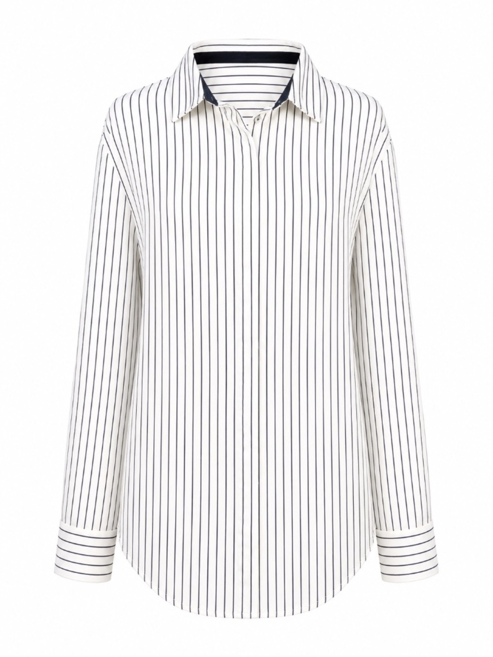 Rachel Zoe Striped Button Down White w/Black Stripes Size Large